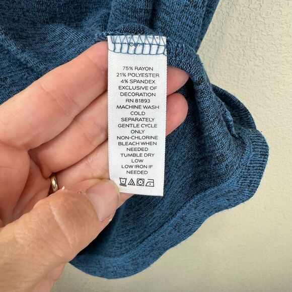 H by Halston Womens Pullover T-shirt Size‎ XS Blue Black Blend Short Sleeve - Picture 9 of 13